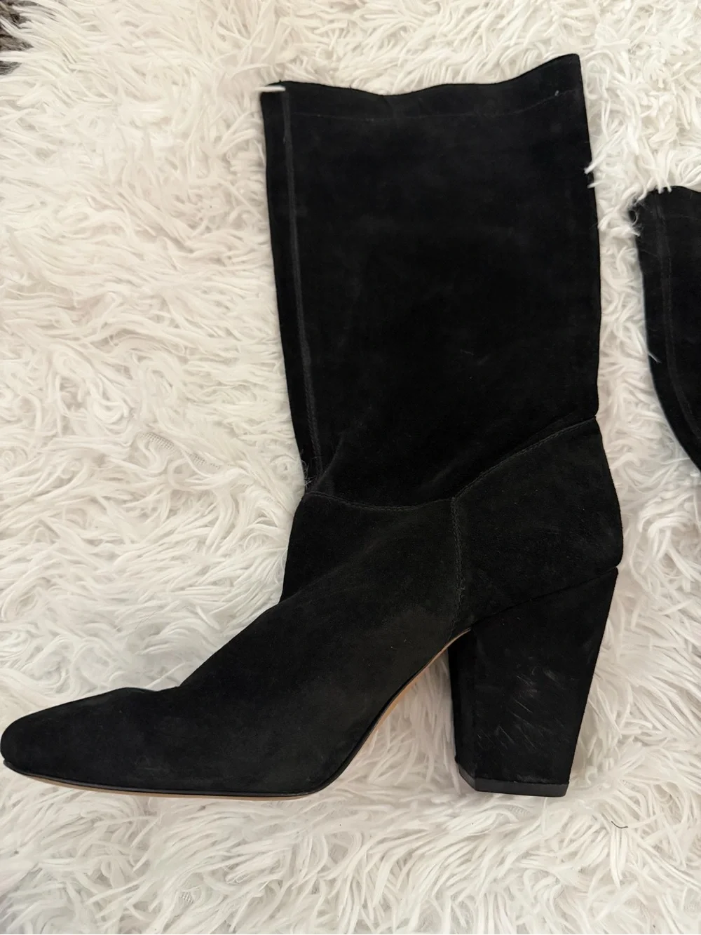 1.STATE Maribell Black Suede Block Heel Mid Calf Boots 9M NWOB - Picture 3 of 5